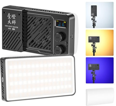 ULANZI P40 RGB Luci led a batteria a 37Wh,Luce portatile per foto da 40W,Led usb con ventola di raffredamento,CRI 96+,2700K-6500K,14000 Lux@0.3m,con diffusore magnetico e filettatura da 1/4