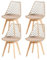 EGGREE 4er-Set Skandinavische AusgehöHlte Esszimmerstühle SGS GeprüFt, Set of 4 Gepolsterte HerausgehöHlt KüChenstüHle Retro BüRostüHle, Beine Aus Massiver Buche - Khaki