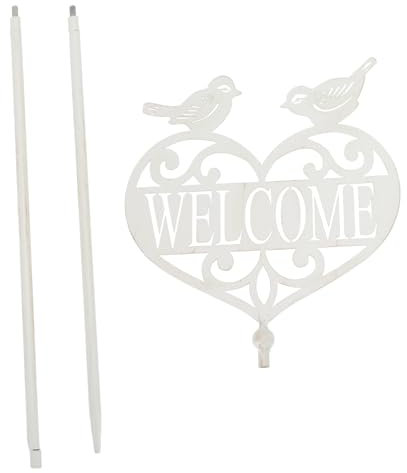 VANZACK 1 Pièce Décoration De Carte De Bienvenue Pieu De Bienvenue Extérieur Poteaux De Bienvenue De Jardin Panneaux De Bienvenue Extérieurs pour Le Porche Piquet Bois Le Fer Blanche