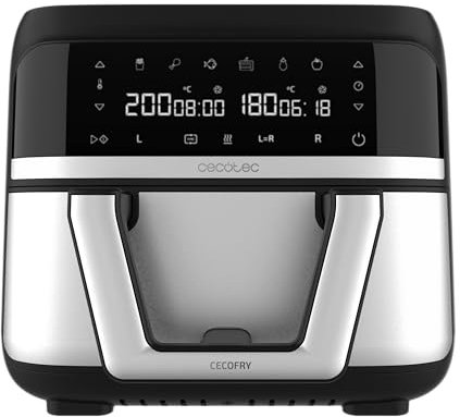 Cecotec Friggitrice ad Aria 9 Litri - Air Fryer Cecofry Dual 9000. 2850W, Dietetica e Digitale, Pannello Tattile, Divisibile in 2, Temperatura Doppia e Regolabile, 6 Modalità, Tecnologia PerfectCook
