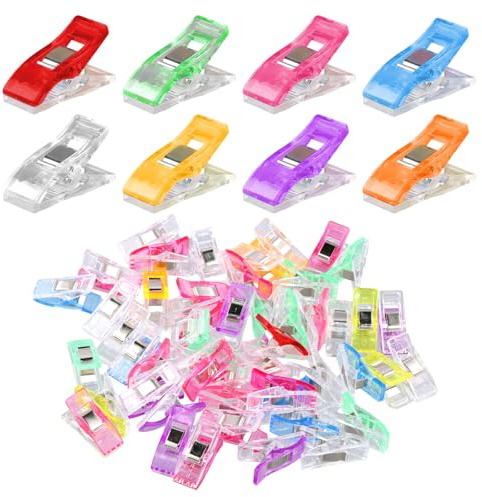 Culinavog 50 PCS Pince Couture Clip, Pinces en Plastique, Pince à Tissu, 27 * 10 * 15mm Pinces à Coudre, Couleurs Assorties Pinces de Bricolage pour la Couture, la Fixation de Tissu
