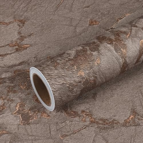 VEELIKE Tapete Betonoptik Braun Gold Vintage 60 cm × 300 cm Klebefolie Betonoptik Braun Gold Selbstklebende Tapete Schlafzimmer Wohnzimmer Wandtapete Industrial Klebefolie Arbeitsplatte Küche