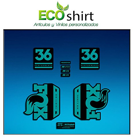 Ecoshirt 36-NFB8-E1DX Aufkleber Fork Fox 36 Performance Elite 2017 Am91 Aufkleber Decals Autocollants Adesivi Forcela Gabel Fourche, türkis