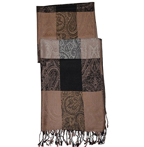 Pashmina Schals Tuch Pareo Schleier Dupatta Indisch Stola Paisley Gewebt S2 (Braun S 2.13)