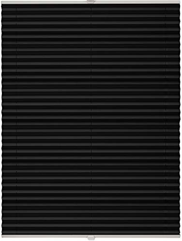 Plissee auf Maß für alle Fenster Montage Glasleiste Blickdicht mit Spannschuh Sonnenschutzrollo Schwarz Breite: 71-80 cm, Höhe: 40-100 cm