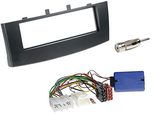 1 DIN Radio Einbauset mit Lenkradfernbedienung für Mitsubishi Colt 6 (Z30/Z30G/Z3V Facelift) 2009-2012 schwarz