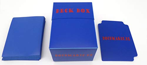 docsmagic.de Deck Box + 60 Double Mat Blue Sleeves Small Size - Mini Porta Mazzo & Bustine Blu - YGO