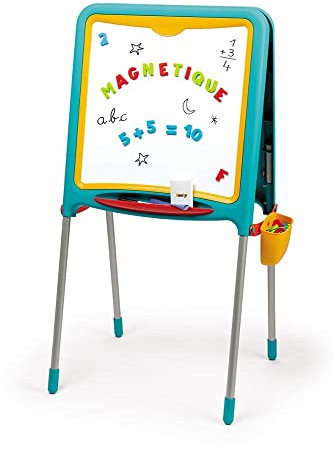 Smoby - Tableau Tubes - Double Face Blanche Magnétique + Ardoise Craie - Bac Amovible - 80 Accessoires Inclus - pour Enfant Dès 3 Ans - 410307