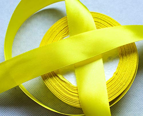 CaPiSo 22m Satinband 25mm Breite 2,5cm Schleifenband Geschenkband Dekoband Weihnachten Hochzeit (Zitronengelb, 22m)