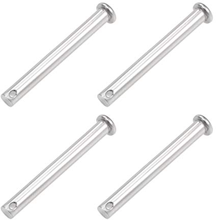 sourcing map 4 Stück Steckbolzen Einloch Gabelköpfe 8mm X 70mm Splintstift Flachkopf Verbindung Scharnierstift 304 Edelstahl