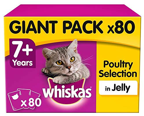 Whiskas 7+ Cat Pouches Poultry Selection in Jelly, 80 x 100g