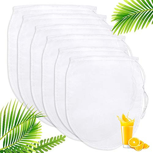 Nussmilchbeutel, Passiertuch Filterbeutel 6er Pack Käsetuch, Nut Milk Bags, Für die Produktion Mandelmilch, Hafermilch, Selleriesaft Saft, Verschiedene Getränke, Nylonmaterial Saft Filterbeutel