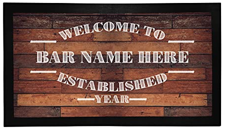 Bang Tidy Clothing Personalised Bar Runner Mat - Novelty Beer Gifts for Home Pubs Bars - Add Your Text - Pallet Wood