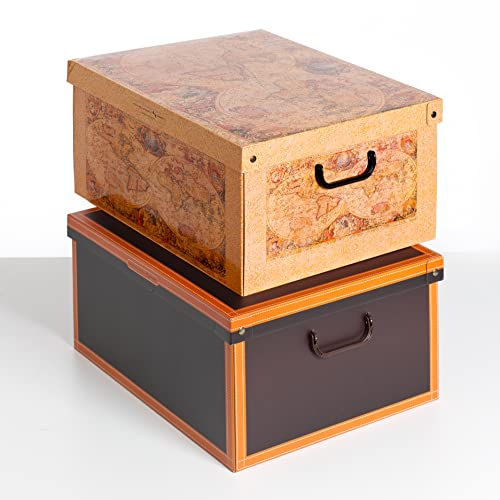 2er-Set Aufbewahrungsboxen mit Deckel für Kleidung und Wäsche, Karton Kleiderschrankboxen, saisonaler Wechsel, Ideal für Vakuumbeutel oder Geschenkboxen 50x40x25 cm, BIG, Farbe 1
