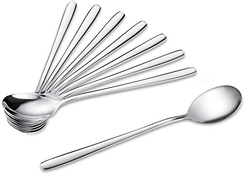 Lot de 8 cuillères à soupe coréennes en acier inoxydable avec long manche