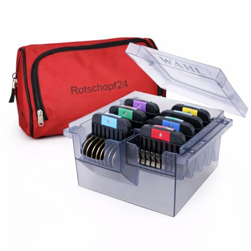 8 Metall Aufsteckkämme für Wahl Moser Max50 Max45 Max50+ KMC+ MaxGo +Tasche | SnapOn Edelstahl Aufsätze für Hundeschermaschinen, sicherer Halt, robuste Metallausführung, ideal für die perfekte Schur