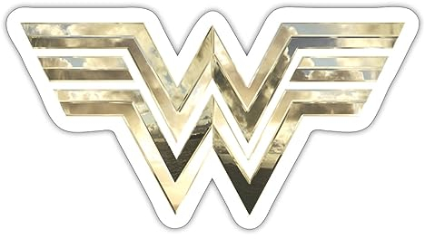 Spreadshirt Wonder Woman 1984 Logo Classic Gold Sticker Aufkleber, 10 x 10 cm, Mattweiß