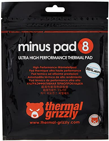 Thermal Grizzly - Minus Pad 8 (120x20x3,0mm) - elektrisch Nicht leitendes Wärmeleitpad, hohe Wärmeleitfähigkeit und Komprimierbarkeit für SSDs, GPUs, Konsolen und Elektronik