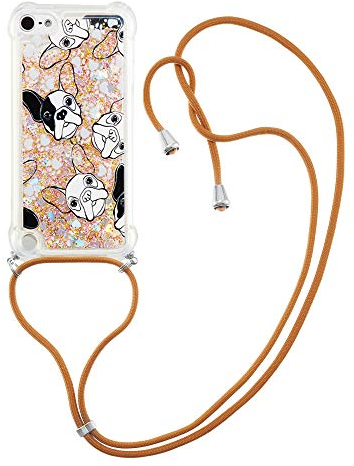 HiCASE Pro Handykette Hülle für iPod Touch 7 2019/iPod Touch 6/iPod Touch 5, Handyhülle Glitter Flüssig Treibsand Bumper Schutzhülle Silikon TPU Case mit Band Kettezum Umhängen