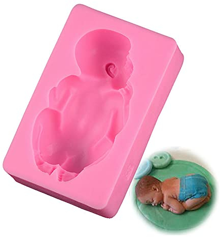 Molde Silicona Pastel Bebé Durmiente Molde Tarta Ángel Silicona 3D Bebé Decoración Pasteles Moldes Para Baby Shower Decoración Pasteles Topper Con Forma Bebé Para Decoración Ponquecitos (Rosa)