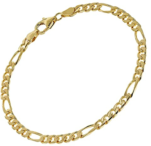 trendor Armband Gold auf Silber 925 Figaro Breite 4,3 mm zauberhafter Armschmuck für Damen und Herren, modische Geschenkidee, 51398-19 19 cm