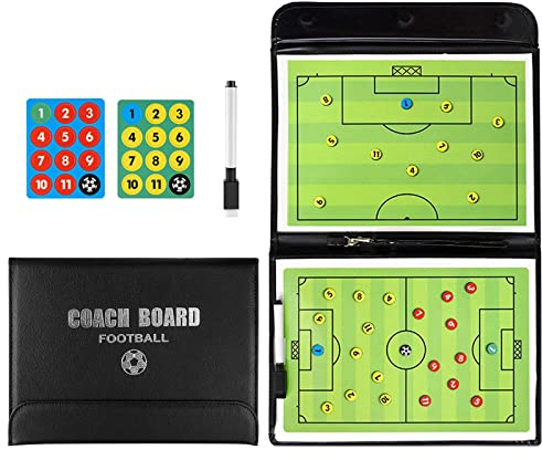 RoseFlower Taktiktafel Fussball, Fußball Trainer Taktikmappe mit Marker Stift Magneten, Profi Tatktikboards Fussball Coach-Board für die Schulung oder Spielanalyse