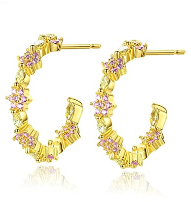 KnSam Damen Ohrringe, Ohrring Gold Damen Stecker Blume Mit Zirkonia Kupfer Ohrhänger Frau Mädchen Zirkonia Gold Ohrringe