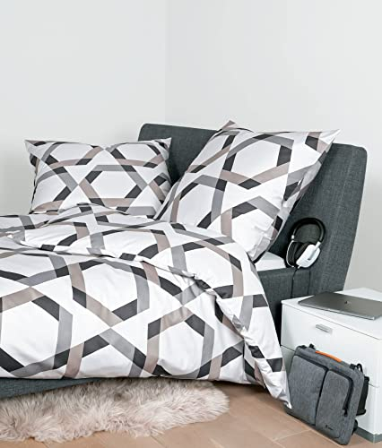 Janine Mako-Satin Bettwäsche J. D. 240x220 cm + 2X 80x80 cm Taupe