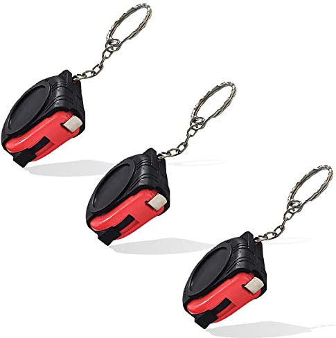 3 Stück 1 m Mini-Maßband kleiner Schlüsselanhänger aus Metall, einziehbares Maßband, Taschenformat, metrische und imperiale Doppelwaage mit stabilem Schiebeschloss, 1 m für Bauarbeiten, DIY-Projekte