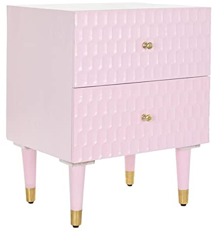 PEGANE Table de Chevet/Table de Nuit en manguier Coloris Rose Pale - Longueur 52 x Profondeur 42 x Hauteur 62 cm