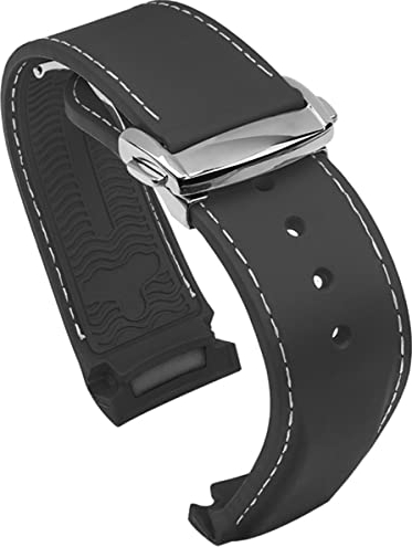BBZ 20mm 22mm Uhrenarmband aus Gummi mit gebogenem Ende Kompatibel mit Omega Seamaster 150/300/600 Speedmaster Planet Ocean Sports Silicone Strap Bracelet