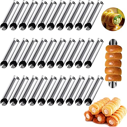 30 Stück Cannoli Form Backform Edelstahl Schaumrollen Edelstahl Schaumrollen Cannoli,Cannolli Rollen Molds/Tubes Creme Rolle Kuchen Gebäck Croissant Kegel Formen