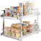 VEVOR Rangement sous Évier 2 Étages 355x533x383 mm Étagère Coulissante pour Placard en Acier Chromé avec Tablettes Charge 30 kg, pour Cuisine, Taille d'Installation du Placard 393x558x457 mm