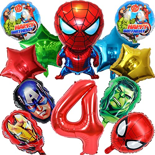 Luftballons Geburtstag 4 Jahre, 12 Stück Geburtstag Ballons Dekoration, Luftballons 4. Geburtstag, Folienballons für Kinder Geburtstag Party Dekoration