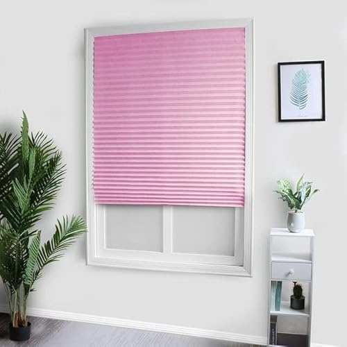 Selbstklebende Jalousien, halbblinde Fenstervorhänge, Badezimmer, Küche, Balkon, Büro, Jalousien, Plissee-Vorhänge, 90 x 150 cm, Rosa