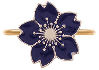 Serviettenringe 12 Stück Bunte Emaille Floral Tropföl Serviettenring Tischserviette Knopf Blau