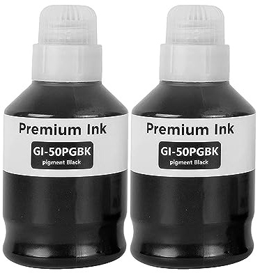 SHUOLEI GI-50 Encre Compatible pour Canon GI50 Bouteilles d'encre pour PIXMA G5050 G6050 G7050 GM2050 GM4050 G2570 G1520 G1560 G2520 G2560 G3520 G3560 G1530 G3570 G4570(2-Pack Noir x 2)