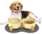 Double gamelle surélevée en céramique pour chien de taille moyenne et grande capacité de 850 ml avec support en bambou et tapis antidérapant pour chiens de taille moyenne et grande taille (beige)