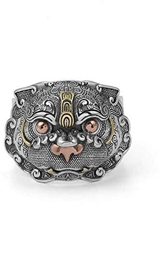 Bague Pi Xiu pour Homme, Bague Pixiu de la mythologie chinoise, Bague Amulette Animal Chance PiXiu, Bague porte-bonheur Feng Shui, Cadeau de bijoux d'animaux ancien pour hommes et garçons (62)