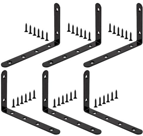 L Regalträger, 6 Stk Regalhalterung, L-förmige Metall Wandwinkel, Schwarz Regalwinkel Winkelverbinder, L Regal Halterung, Regalkonsole Wandkonsole für Schwimmende Bücherregale - 150x100mm