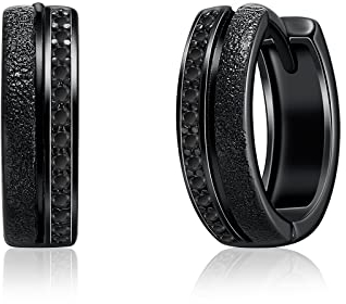 Schwarze Ohrringe 925er Sterlingsilber Schwarze Creolen Punk Gothic Schmuck Geschenke für Damen Herren Geburtstag