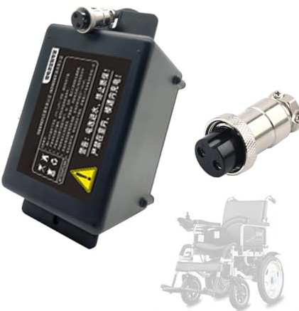 WILLQ Lithium-Akku-Pack, seitlich montierte Version, 24 V, 15Ah 12Ah, Li-Ionen-Akku mit GX20-Anschluss für elektrischen Rollstuhlmotor mit Ladegerät,24v15ah