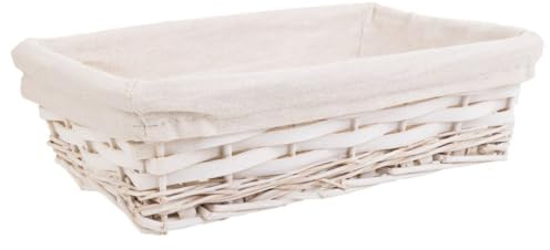 WANDERLUST DECO Bandeja de Mimbre Blanca 29,5x20x07