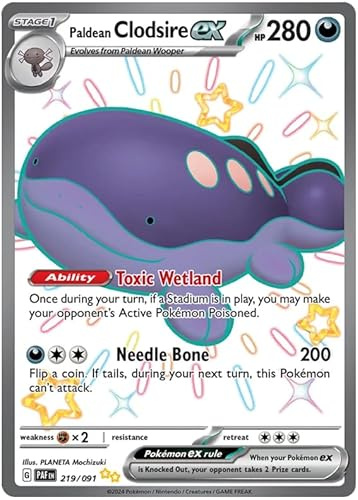 Paldean Clodsire ex 219/091 Shiny Ultra Rare Pokemon Card | Paldean Fates Set | Scarlet & Violet Series | Titan Authenticated