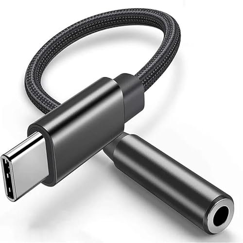 CABLEPELADO Adaptador USB C Jack Aux USB C con Chip DAC, Compatible con iPhone 15 Plus Pro MAX Galaxy S24 Plus Ultra S23 S22 S21 Xiaomi iPad Pro iPad Air MacBook Pro 2023, Nylon, Negro
