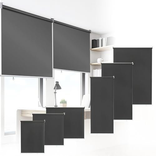 Jayseuw Senkrechtmarkise Vertikalmarkise Außenrollo Sonnenschutzrollo Sichtschutz Beschattung UV Schutz für Balkon, Terrasse, Gartencm, 100 * 140CM, Anthrazit