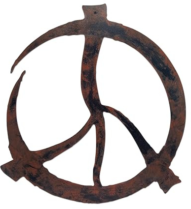 Ecqizer Peace-Zeichen-Wanddekoration, Hippie-inspirierte Kupfer-Wandkunst, Wandskulpturen für Heimdekoration und Küchenakzente, 32,5 cm