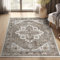 TOPICK Teppich Wohnzimmer 180x270cm Vintage Leicht und dünn，Waschbarer Boho Kurzflor Groß Distressed Weicher Outdoor rutschfeste Carpets Badezimmer Küche Schlafzimmer Braun