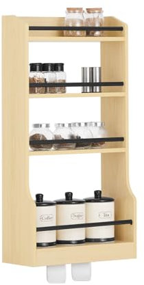 SoBuy Wandregal Hängeregal Badregal Gewürzregal Küchenregal Wand Natur BHT ca. 38x75x17cm KCR12-N