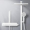 EMKE Système de Douche Thermostatique, Douche Pluie avec Pommeau à Main 4-en-1, Barre de Douche avec Plaque Thermostatique de 40 cm, Douche Pluie Thermostatique, Blanc mat